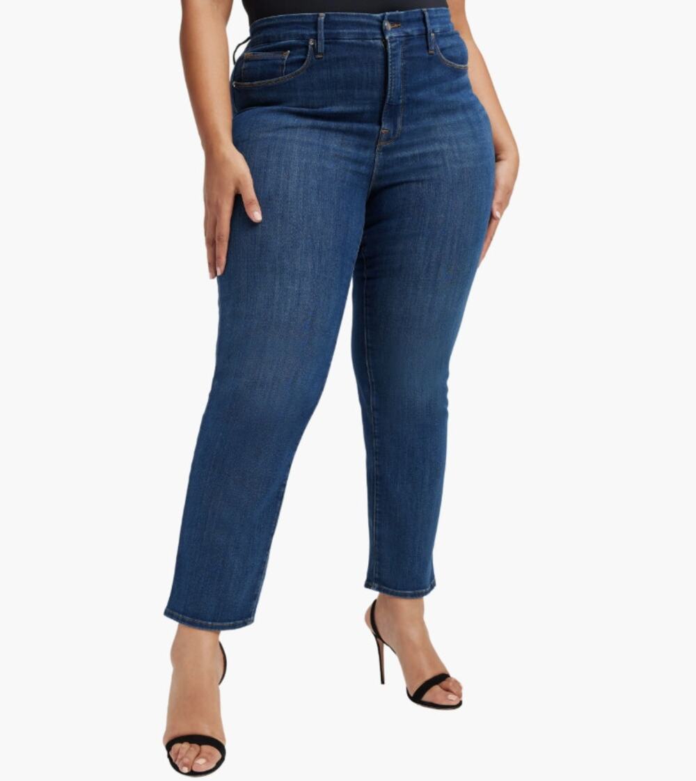 Good American Good Legs Straight Jeans Medium Wash Women's size 14 / 32 Preppy